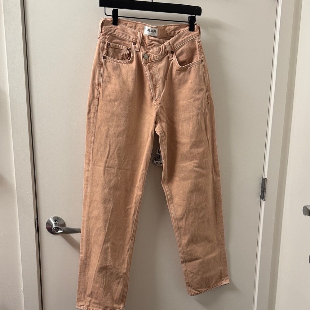 Agolde Peach-Tone High-Rise Straight Jeans